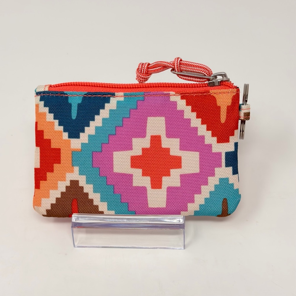 Vera Bradley Hacienda Diamond Zip ID Case Coin Pouch Key Ring NWOT Retired